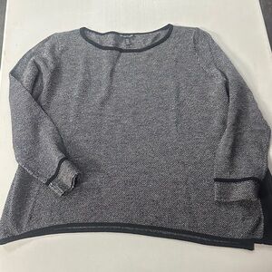 Eileen Fisher Black and Gray Crew Neck Sweater XL Like new